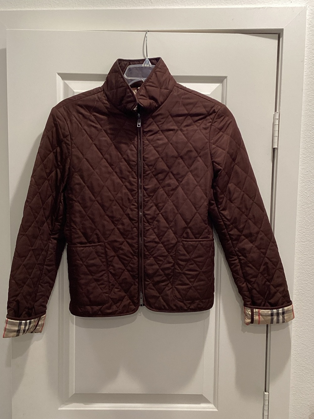 Burberry Quilted Brown Diamond-Pattern Puffer Jacket